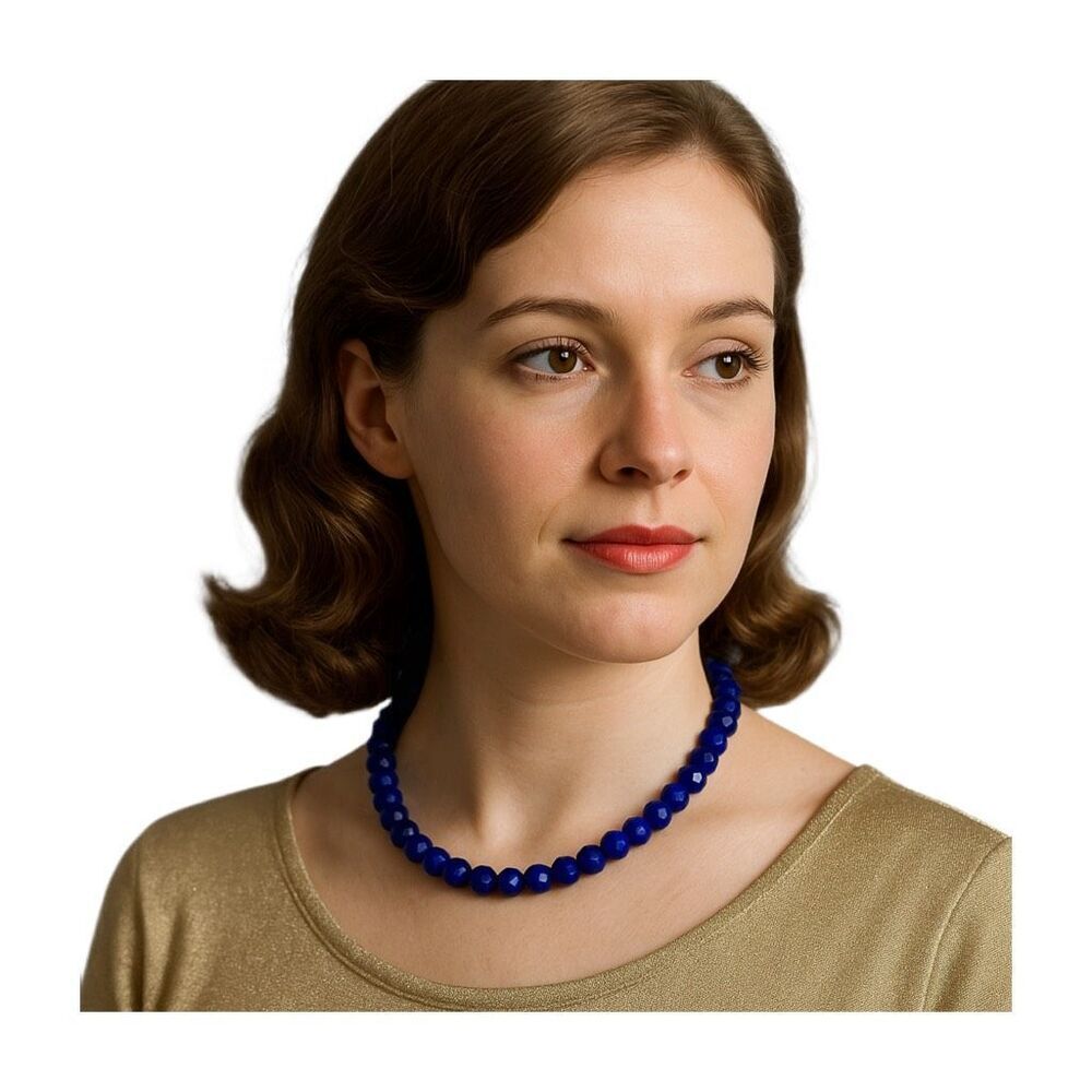Vintage royal blue facetted glass choker.